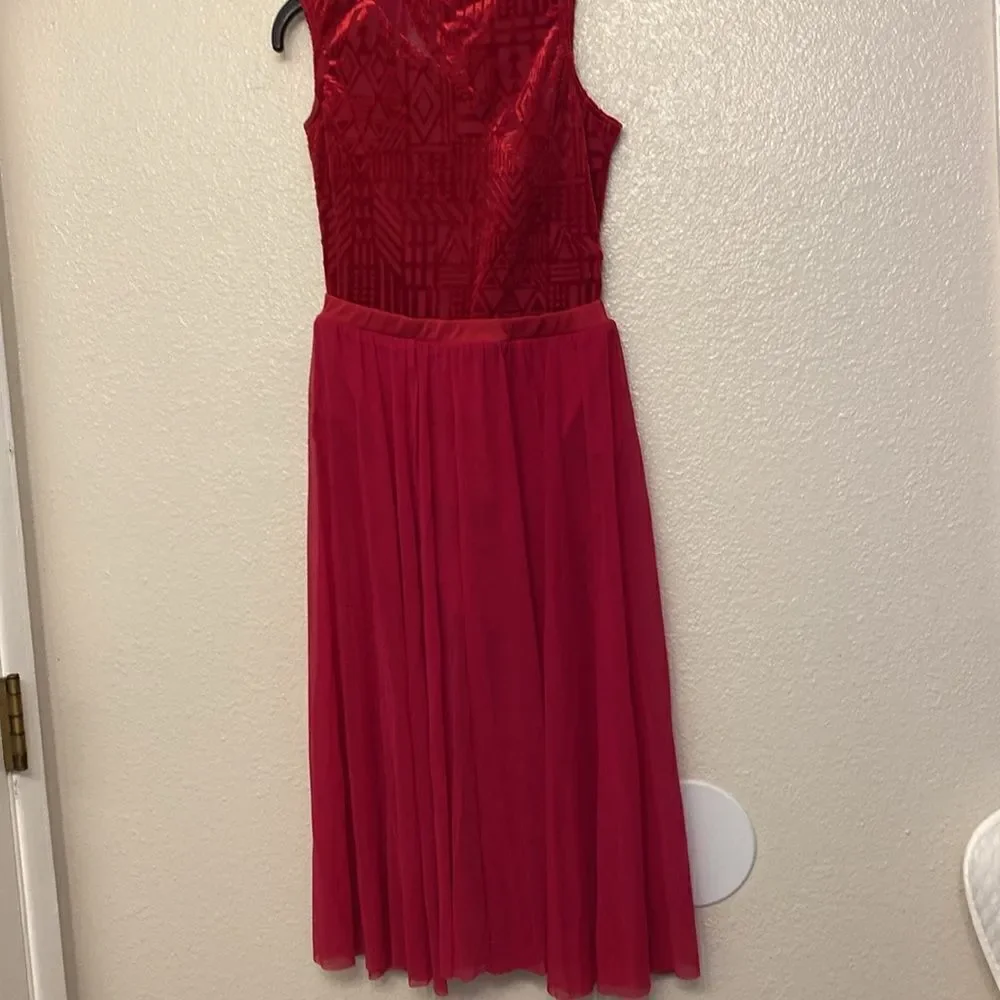 Weissman Dance costume red maxi mesh flocked dress More 12261 child LC